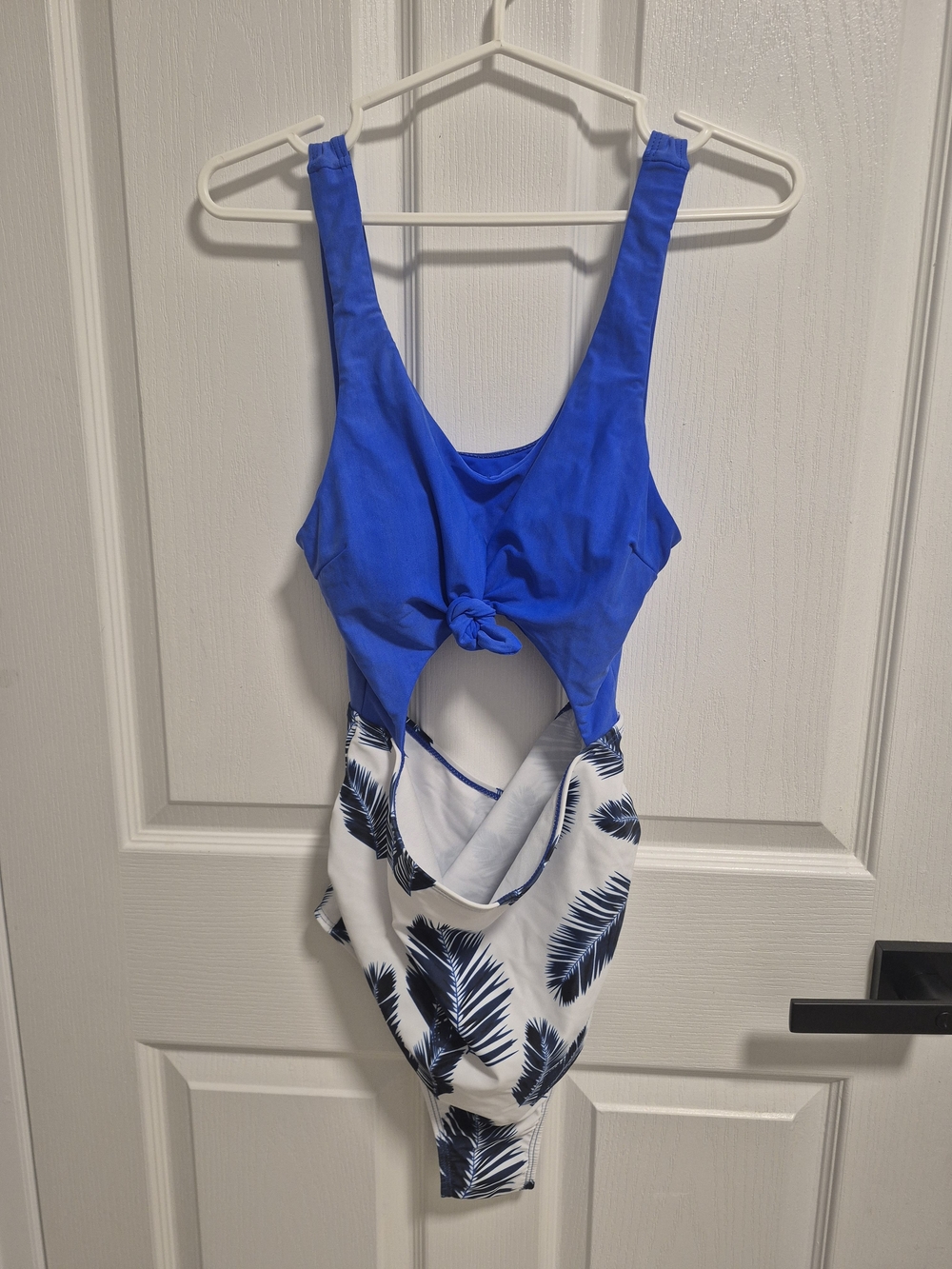 SHEIN Maternity Royal Blue & White Palm One-Piece Swimsuit